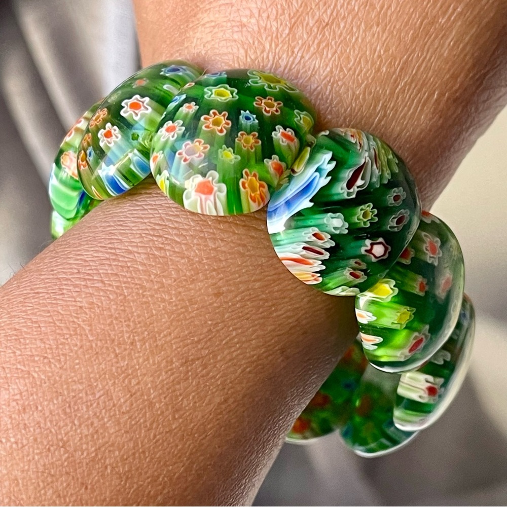 💎HOST PICK💎 MILLEFIORE Glass Stretch Bracelet In Green